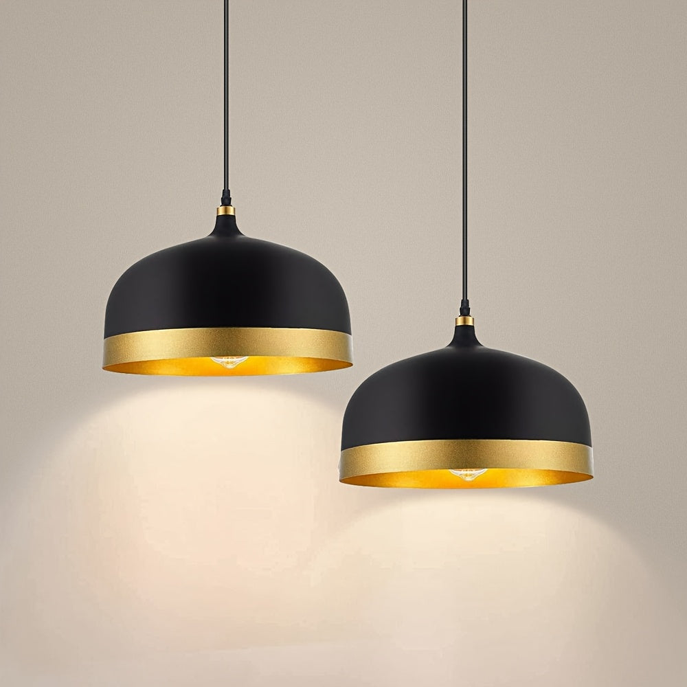 1pc Modern Black Industrial Pendant Light Fixture - Polished Metal Finish, Semi-Flush Mount, Adjustable Hanging Chandelier for Indoor, Restaurant, Dining Room, Cafe, Sink, Bar, Salons - 110 V-130 V Hard-Wired, Switch Control, No Light Source Included