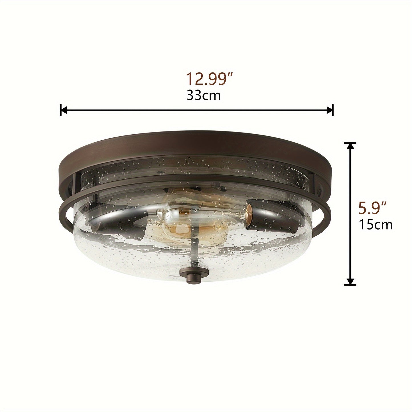 Modern Industrial Black Ceiling Light with Clear Glass Shade - Flush Mount, E26 Base, 110V