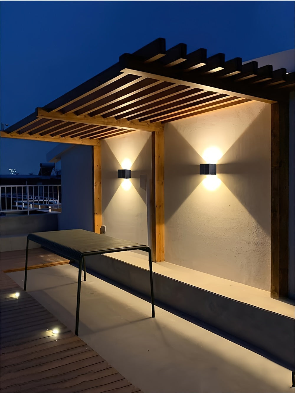 1pc Solar LED Wall Lights, Adjustable Lighting Range, Up & Down Wash Wall Lamp For Outdoor Garden, Patio, Ambient Light, Modern Villa Landscape, Pathway, Corridor