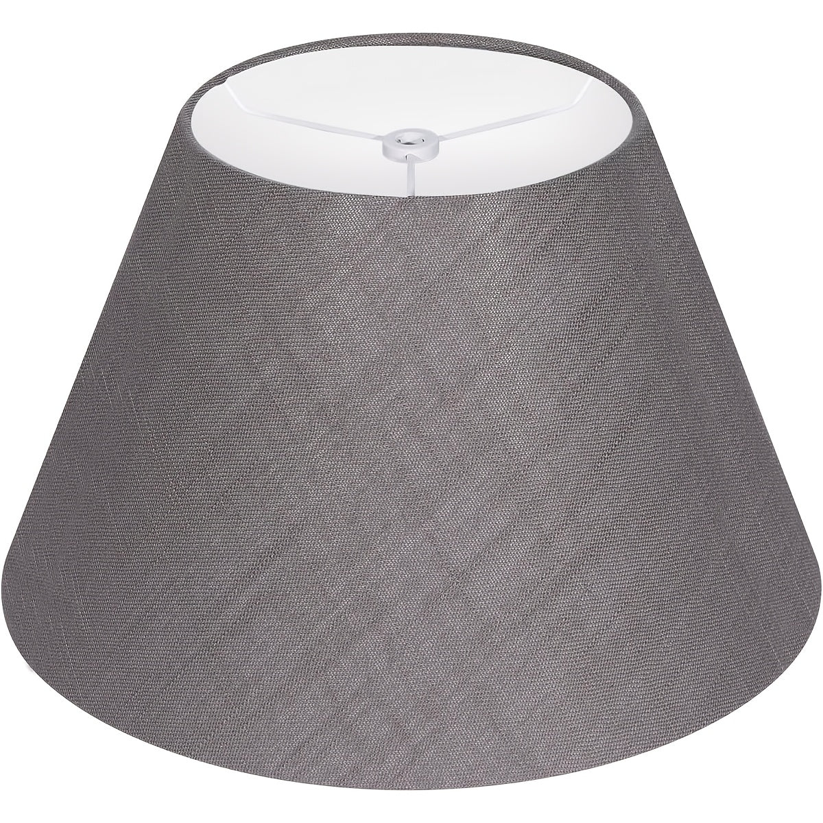 Modern Linen Barrel Lamp Shade, 7x13x7.8 Inch, Handcrafted Linen Lamp Cover, Polished Metal Finish, Grey, with No Electricity or Battery Required, for Table Lamps