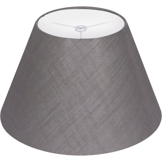 Modern Linen Barrel Lamp Shade, 7x13x7.8 Inch, Handcrafted Linen Lamp Cover, Polished Metal Finish, Grey, with No Electricity or Battery Required, for Table Lamps