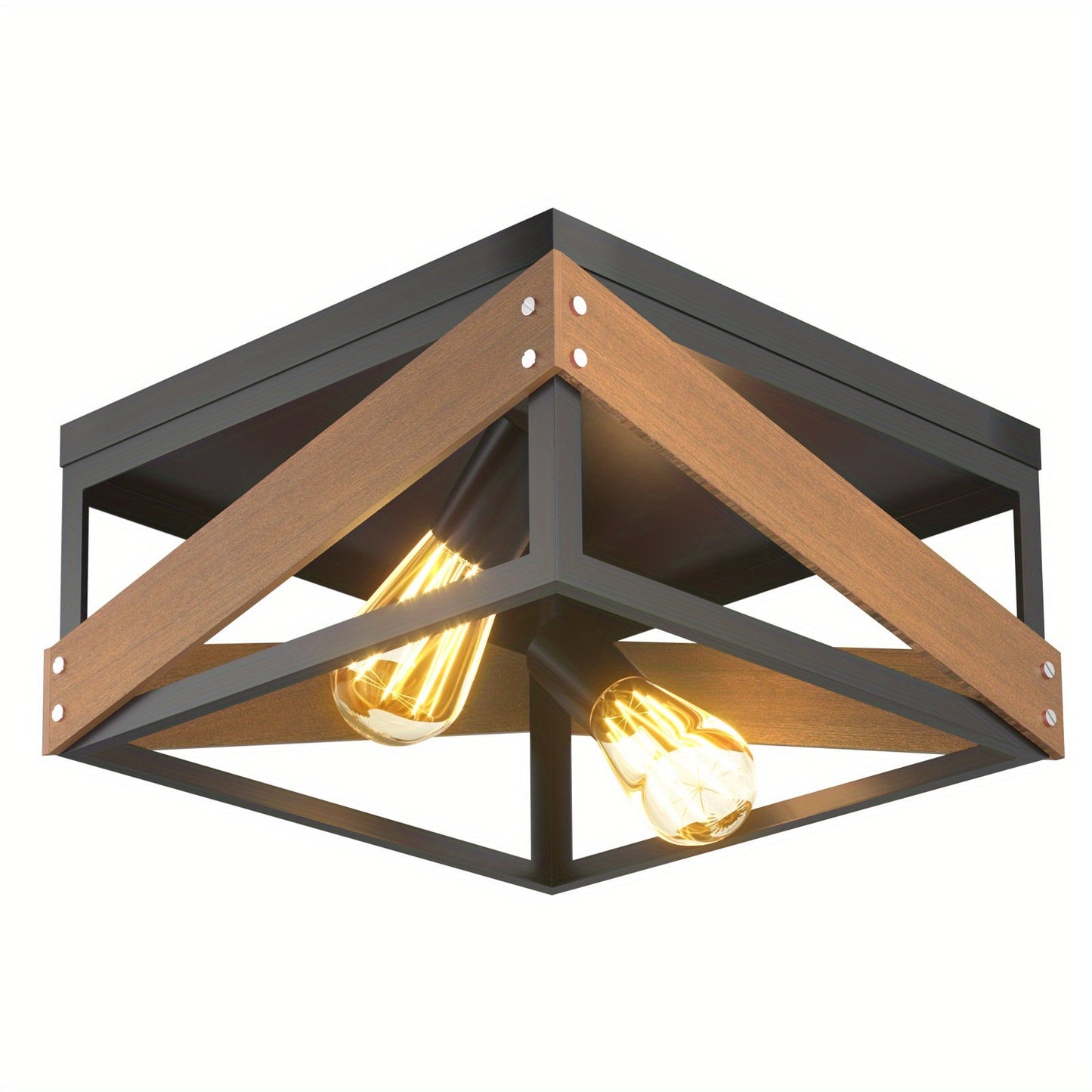 Adjustable Geometric Rustic Ceiling Lamp - Industrial Electrical Flush Mount Lighting for Hallway Living Room with Easy Installation and Energy Efficiency