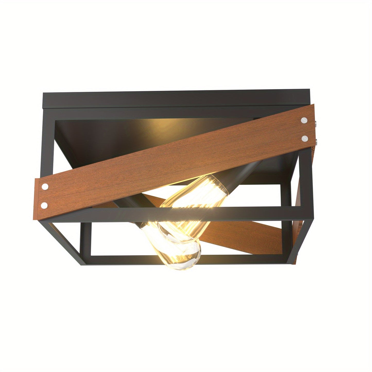 Adjustable Geometric Rustic Ceiling Lamp - Industrial Electrical Flush Mount Lighting for Hallway Living Room with Easy Installation and Energy Efficiency