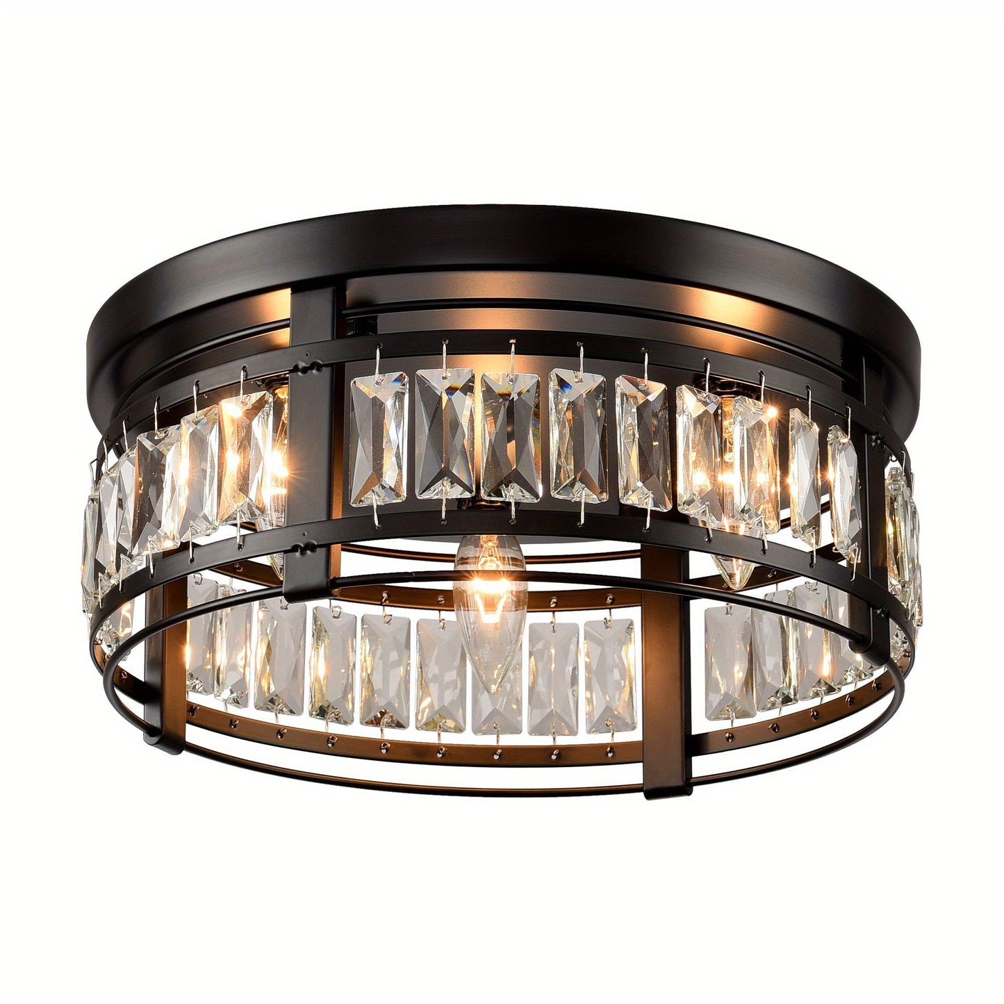 13.3" Matte Black LED Flush Mount Ceiling Light