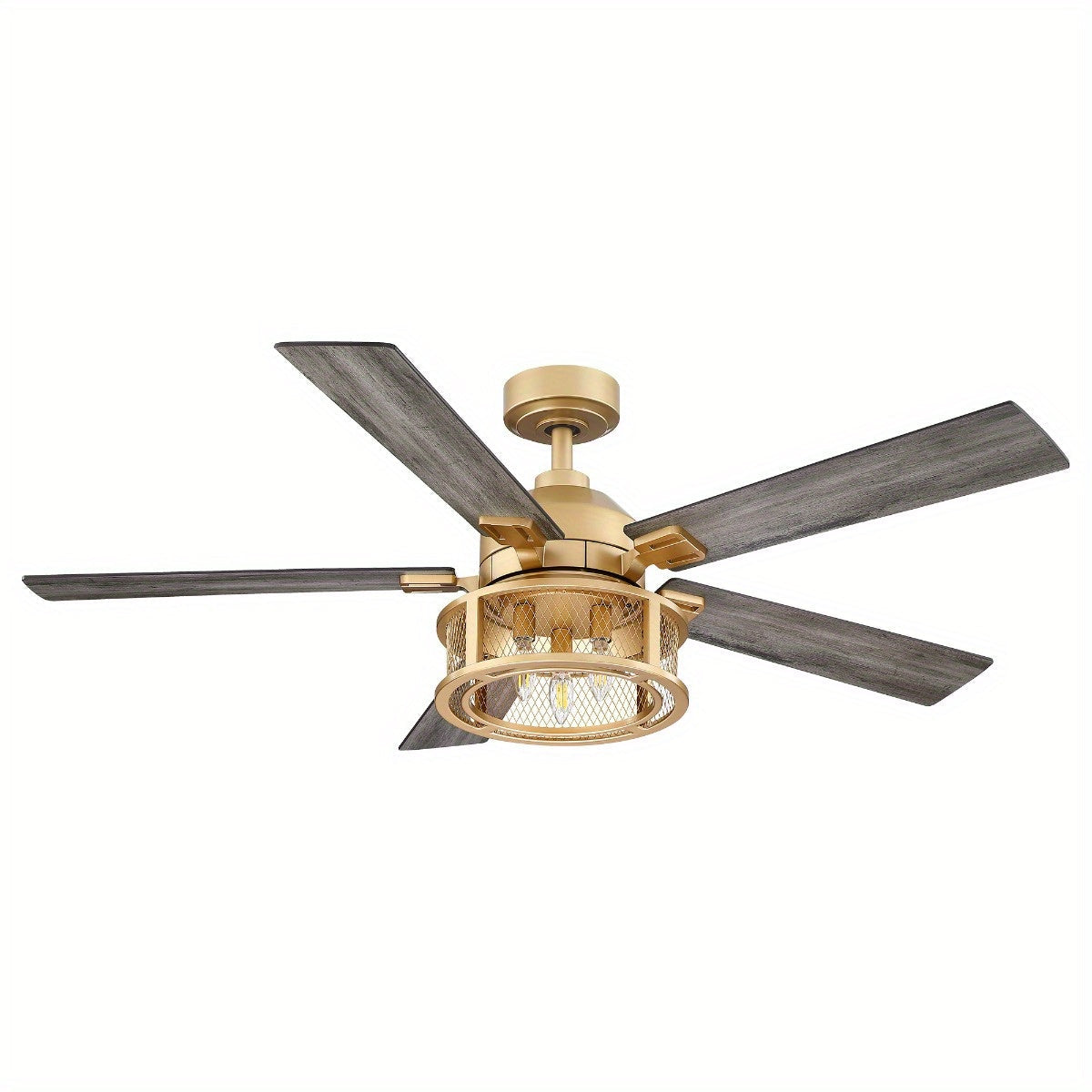 52 in. Indoor Mesh Metal Double -Sided Blade Golden Ceiling Fans with Remote Control and Light kit