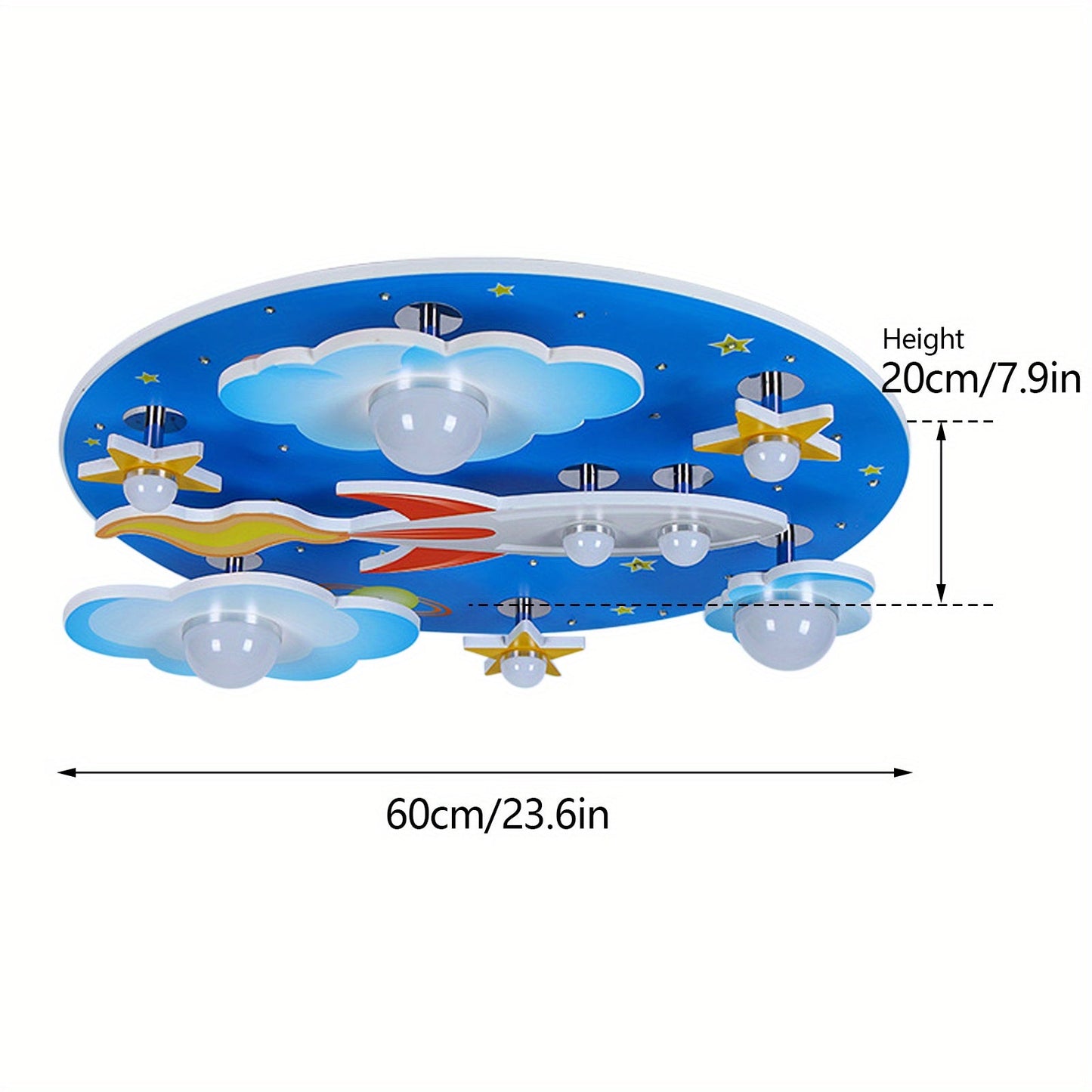 Modern Star Rocket LED Ceiling Lamp Cartoon Airplane Ceiling Lamp Plane Through The Clouds Plane Stars Near Ceiling Bedroom Lighting Fixture