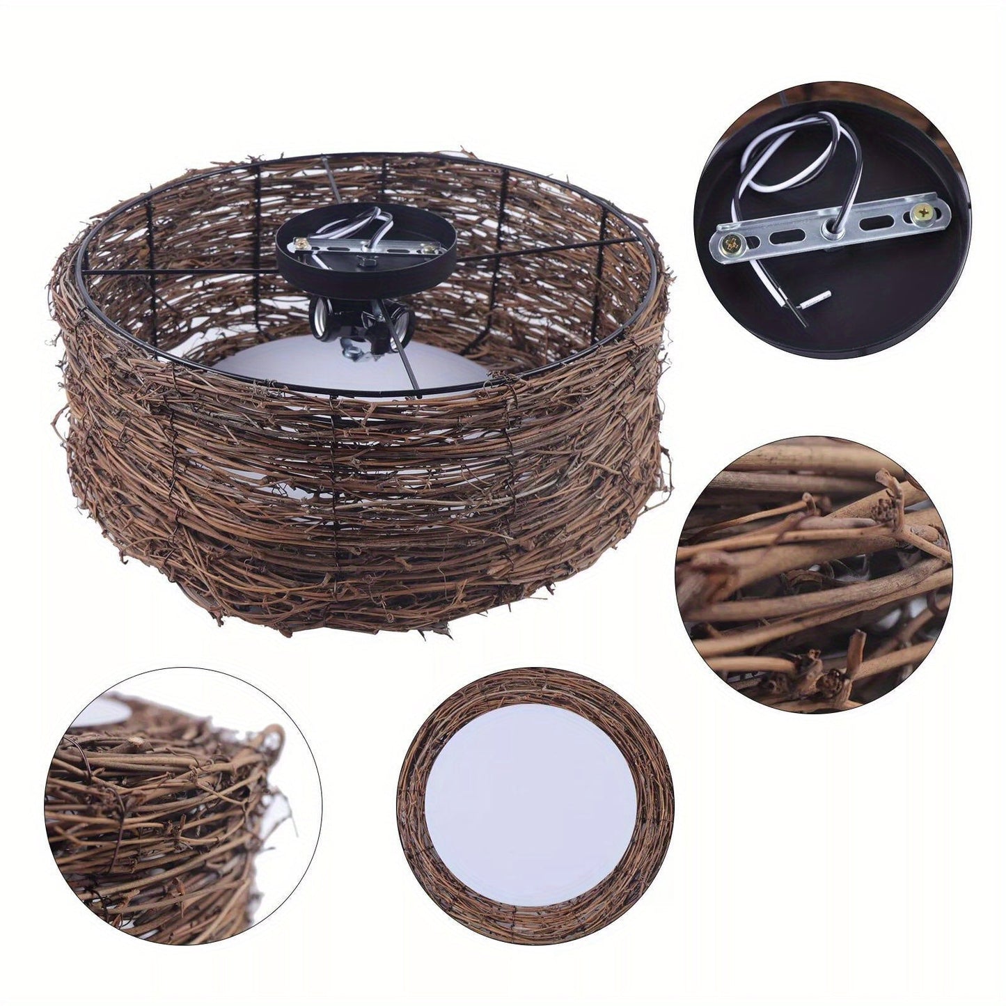 Bamboo Shade Pendant Lights: Wicker Rattan Lantern Lighting Fixture Ceiling Lamp