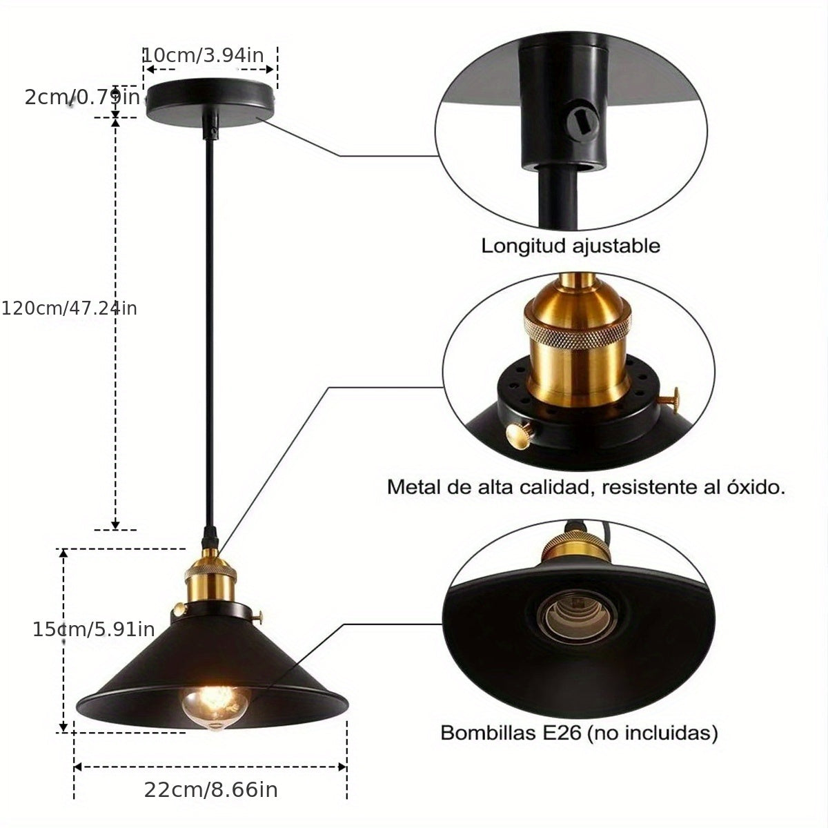 4-piece Industrial Pendant Lamp with Screwdriver and Electric Tape - E26/E27 Base - Perfect Gift for Home Decor