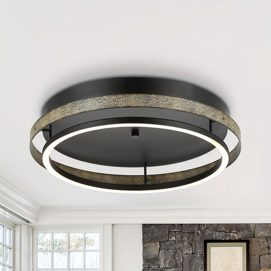 18 Inch Round Farmhouse LED Flush Mount Ceiling Light