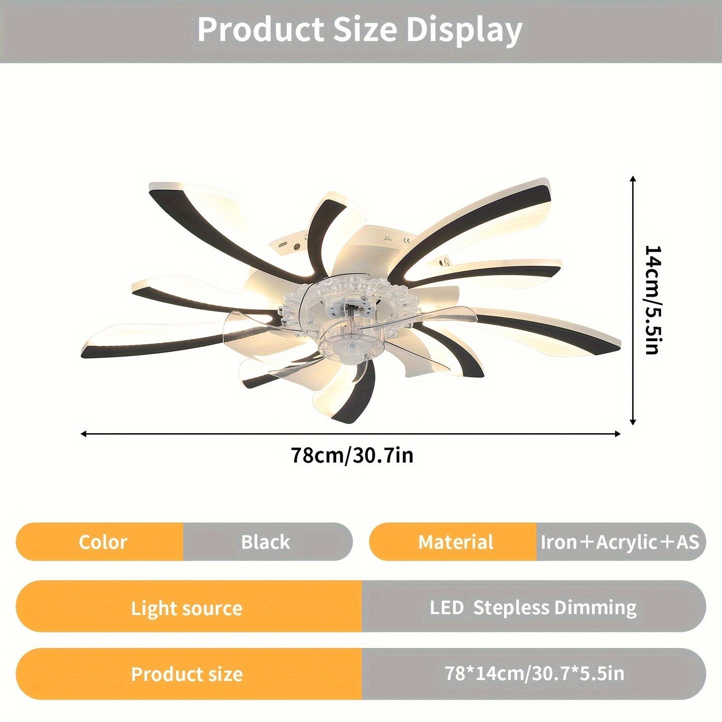 Modern Ceiling Fans with Lights and Remote, Dimmable Low Profile Ceiling Fan, Flush Mount Bladeless Ceiling Fan, Stepless Color Temperature