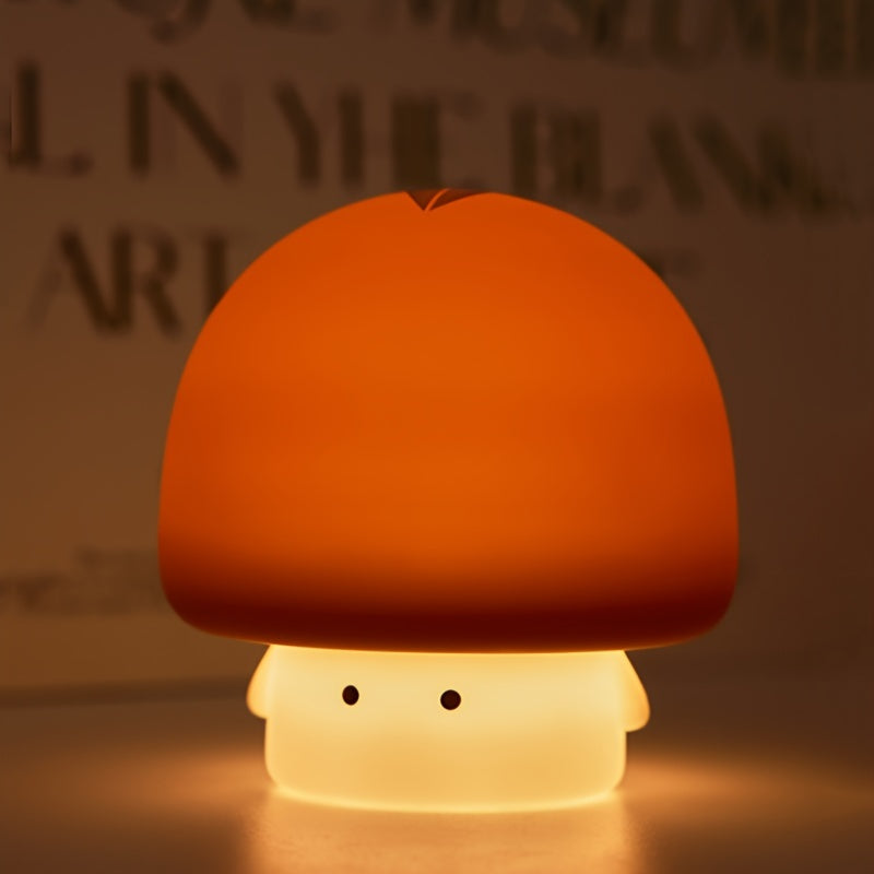 USB Rechargeable Brown Mushroom Silicone Night Light - 3 Brightness Levels, Auto Shut-Off Timer, Soft Warm Glow for Bedside & Desk Decor, Perfect Gift for Friends and Family