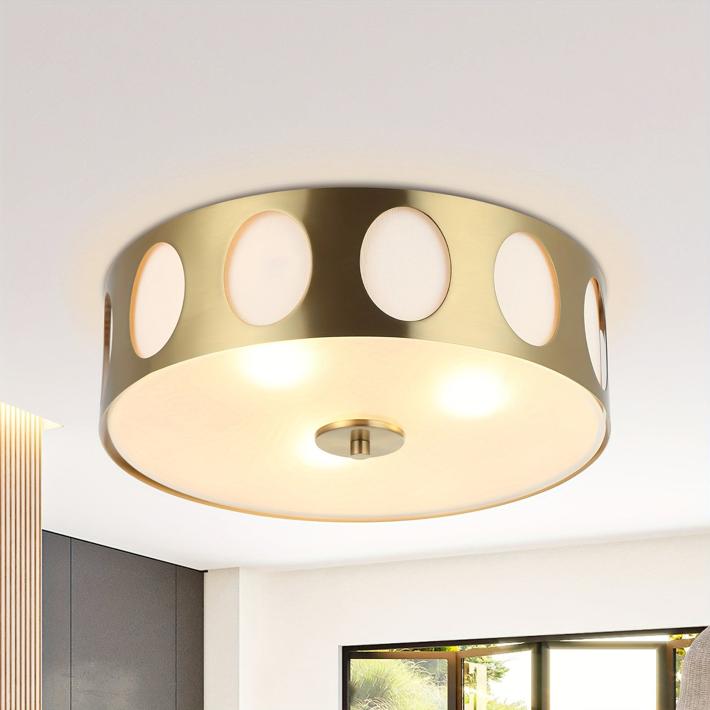 14 Inch Modern 3-Light Golden Flush Mount Ceiling Lighting