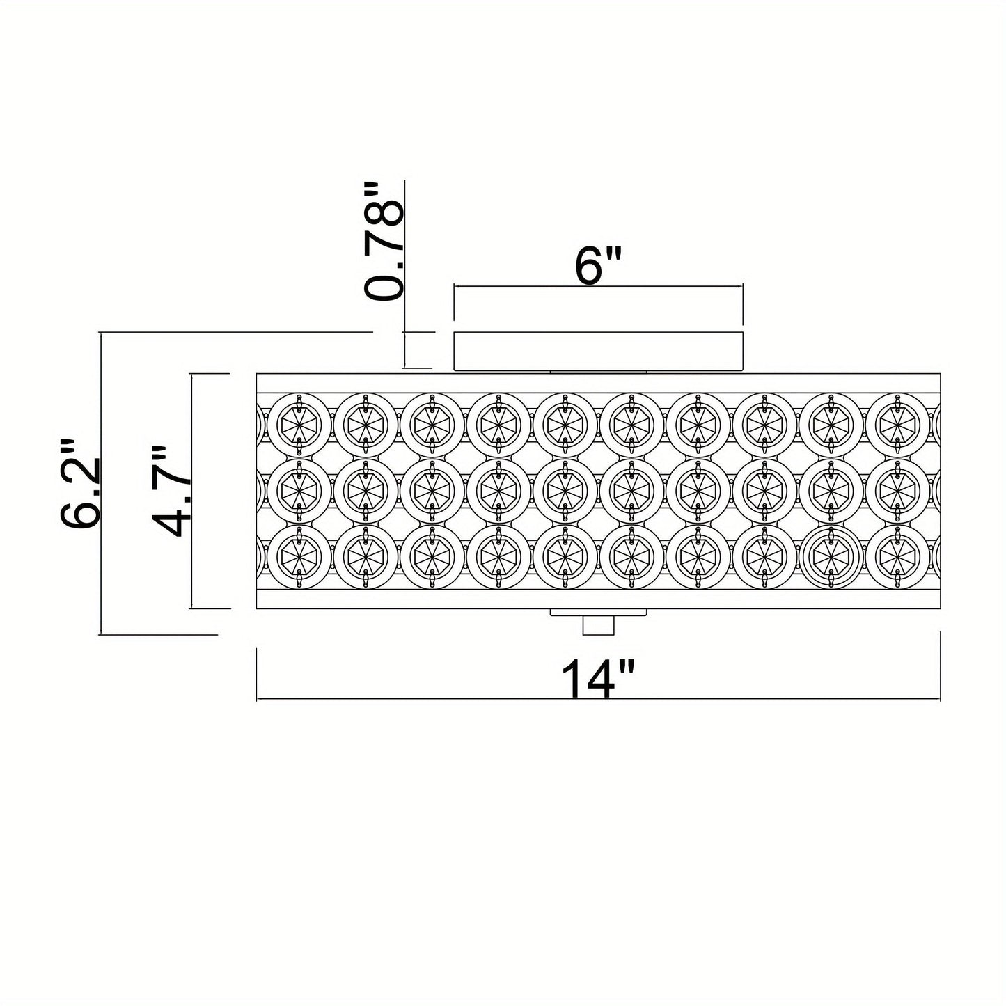 Modern 3-Light LED Crystal Flush Mount Light - Pure Metal, Black with Shade Included, Hardwired 110V-130V