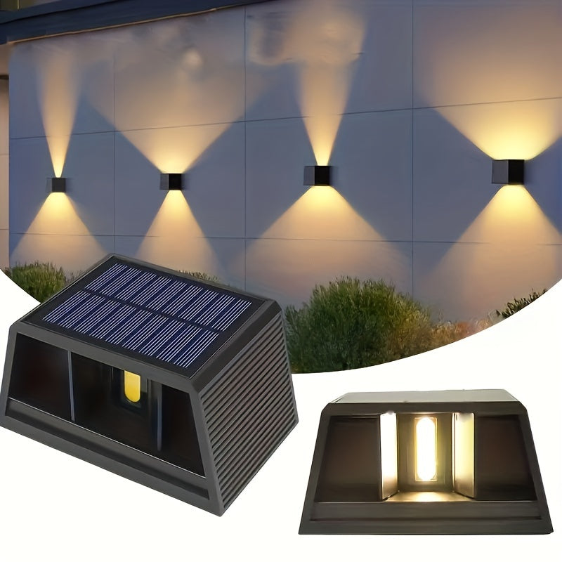 1pc Solar LED Wall Lights, Adjustable Lighting Range, Up & Down Wash Wall Lamp For Outdoor Garden, Patio, Ambient Light, Modern Villa Landscape, Pathway, Corridor