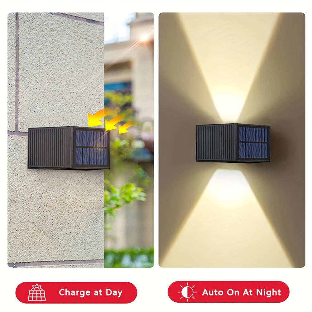 1pc Solar LED Wall Lights, Adjustable Lighting Range, Up & Down Wash Wall Lamp For Outdoor Garden, Patio, Ambient Light, Modern Villa Landscape, Pathway, Corridor