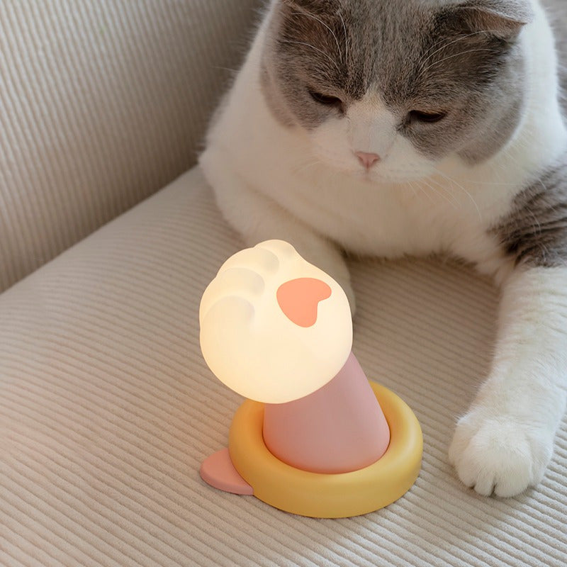 The latest creative cute cat paw touch sensor lamp - rechargeable model, pink cat paw love heart unique design, three-level dimming, timing function, long battery life, romantic atmosphere light ornaments, cat interactive lights, cat interactive ornaments