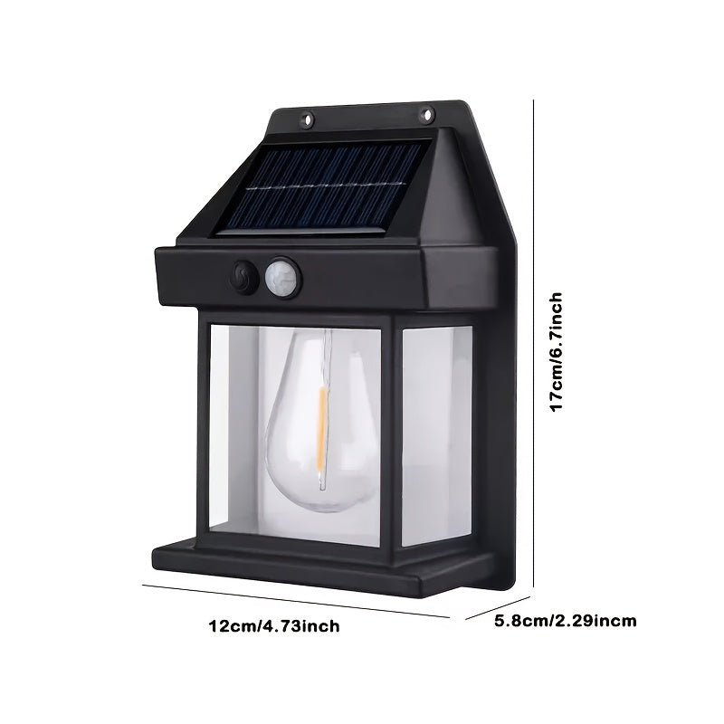 Solar Motion Sensor Wall Lights, Waterproof LED Porch Light with 3 Dusk to Dawn Modes, Easy-to-Install Outdoor Security Lantern for Front Door, Patio, Garden, Garage, and Shed, 2/4pcs, Wall Hanging, LED Bulb, AxiwoIntl