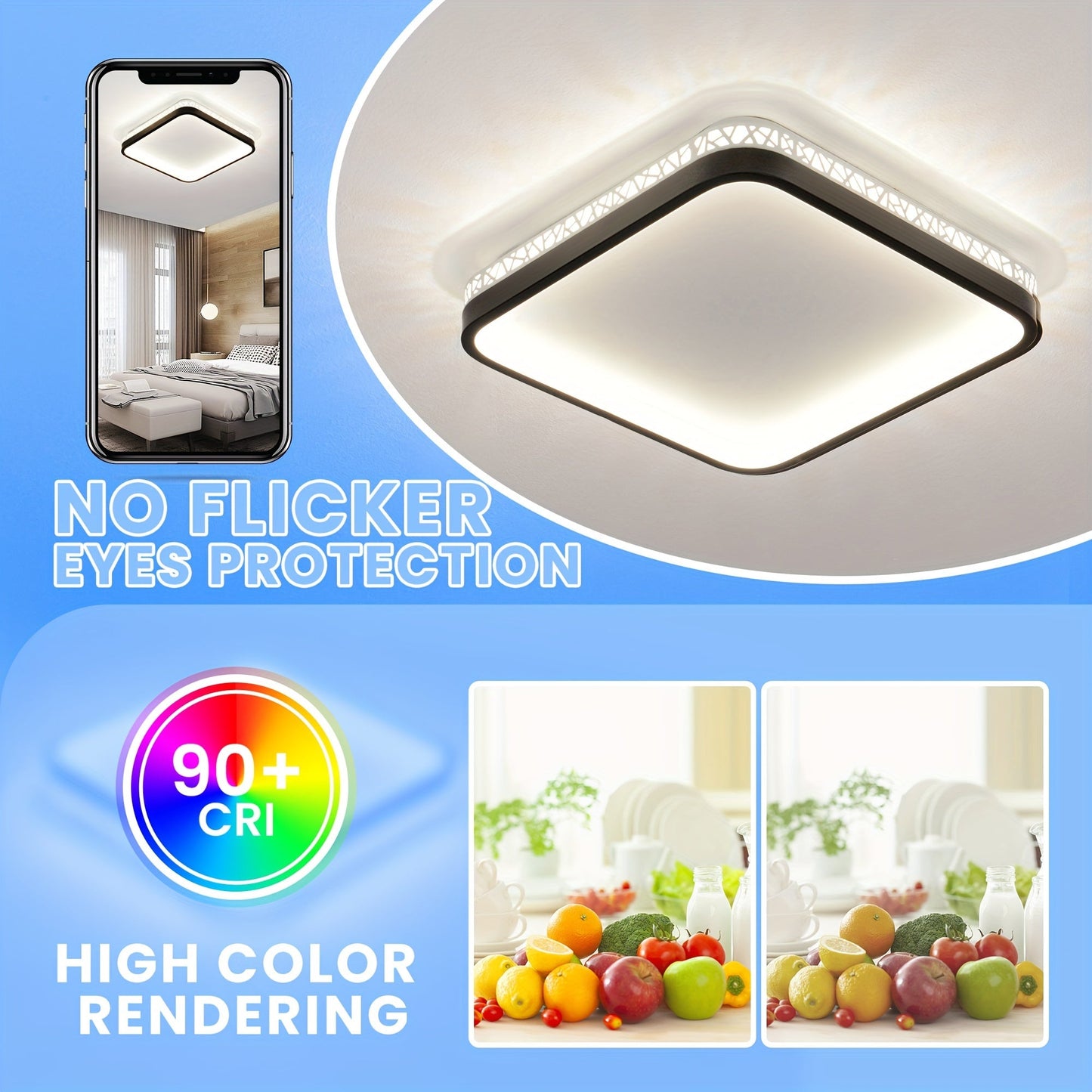 MD1963 Square 300 Large Ceiling Light, 4000K Neutral Light, 36w