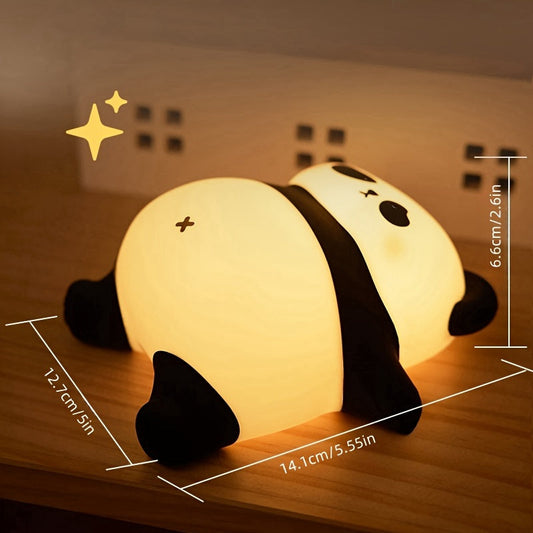 Rechargeable Sugar Panda LED Night Light with Three-Speed Dimmable, Timed Room Decoration, Silicone Pat, Induction Atmosphere Light for Outdoor Camping and Party Gift