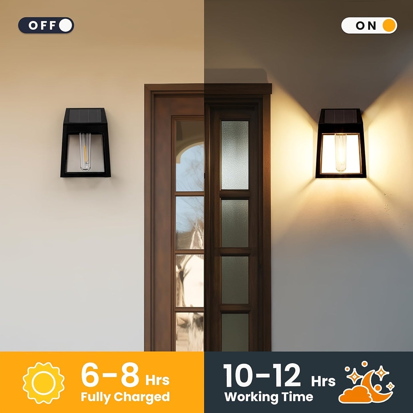 2pcs Solar Wall Lights Wall Installation Solar Light Outdoor Decoration Solar Wall Light Sensor Light