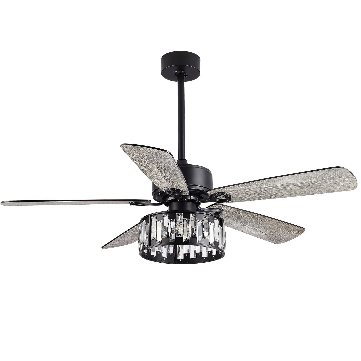 Ceiling Fan With Light, 52'' Farmhouse Downrod Ceiling Fan Lights With Remote Control, Modern And Industrial, 3x E12 Bulb Not Included, Ceiling Fans With Reversible Motor Living Room Bedroom Kitchen, Black