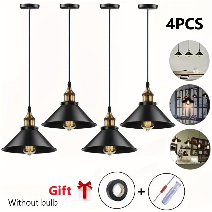 4-piece Industrial Pendant Lamp with Screwdriver and Electric Tape - E26/E27 Base - Perfect Gift for Home Decor