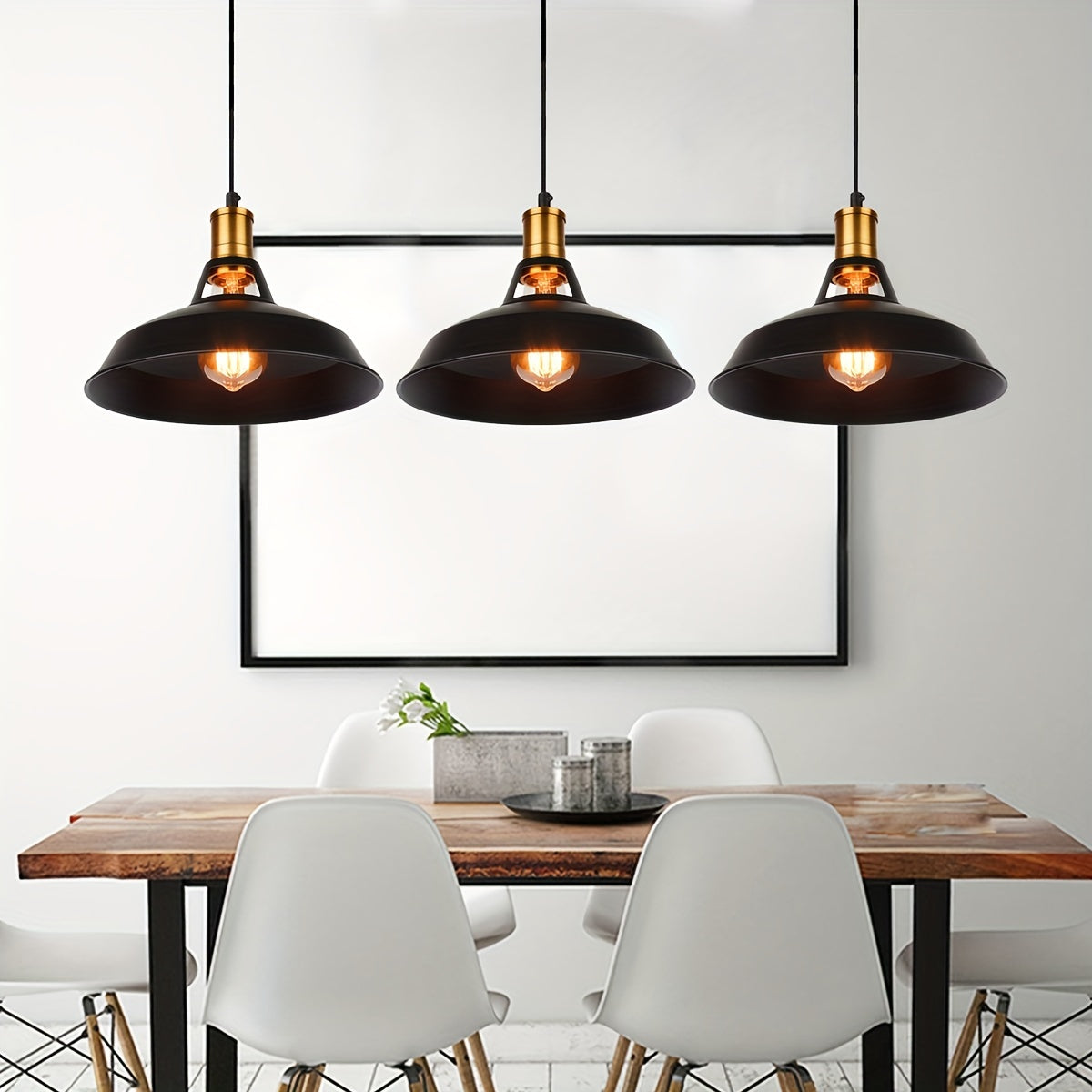 3-piece Industrial Pendant Lamp Set with Hollowed Out Design and Gift Included (Bulb Not Included)