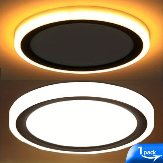 13in LED Flush Mount Ceiling Light Fixture, Nightlight 2000K Warm, 3000K/4000K/5000K Adjustable, Low Profile Ceiling Lights For Bedroom, Kitchen, Living Room, Black Housing