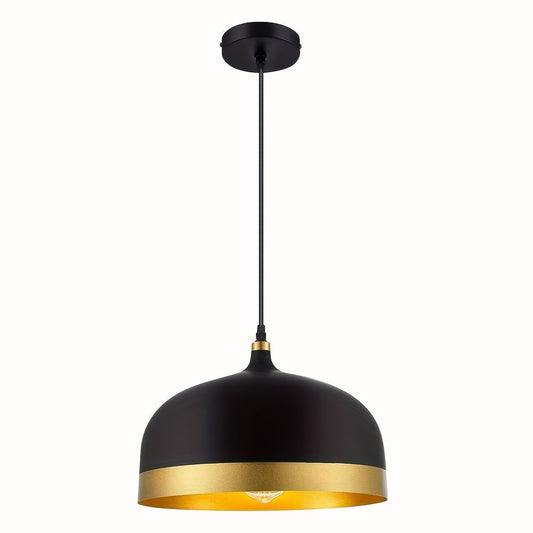 1pc Modern Black Industrial Pendant Light Fixture - Polished Metal Finish, Semi-Flush Mount, Adjustable Hanging Chandelier for Indoor, Restaurant, Dining Room, Cafe, Sink, Bar, Salons - 110 V-130 V Hard-Wired, Switch Control, No Light Source Included