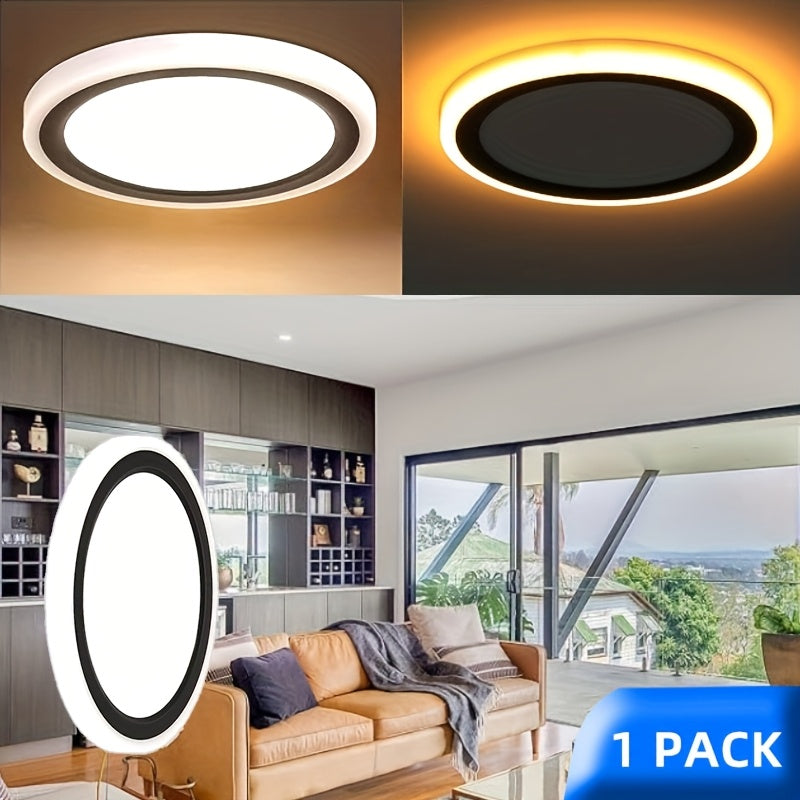 13in LED Flush Mount Ceiling Light Fixture, Nightlight 2000K Warm, 3000K/4000K/5000K Adjustable, Low Profile Ceiling Lights For Bedroom, Kitchen, Living Room, Black Housing