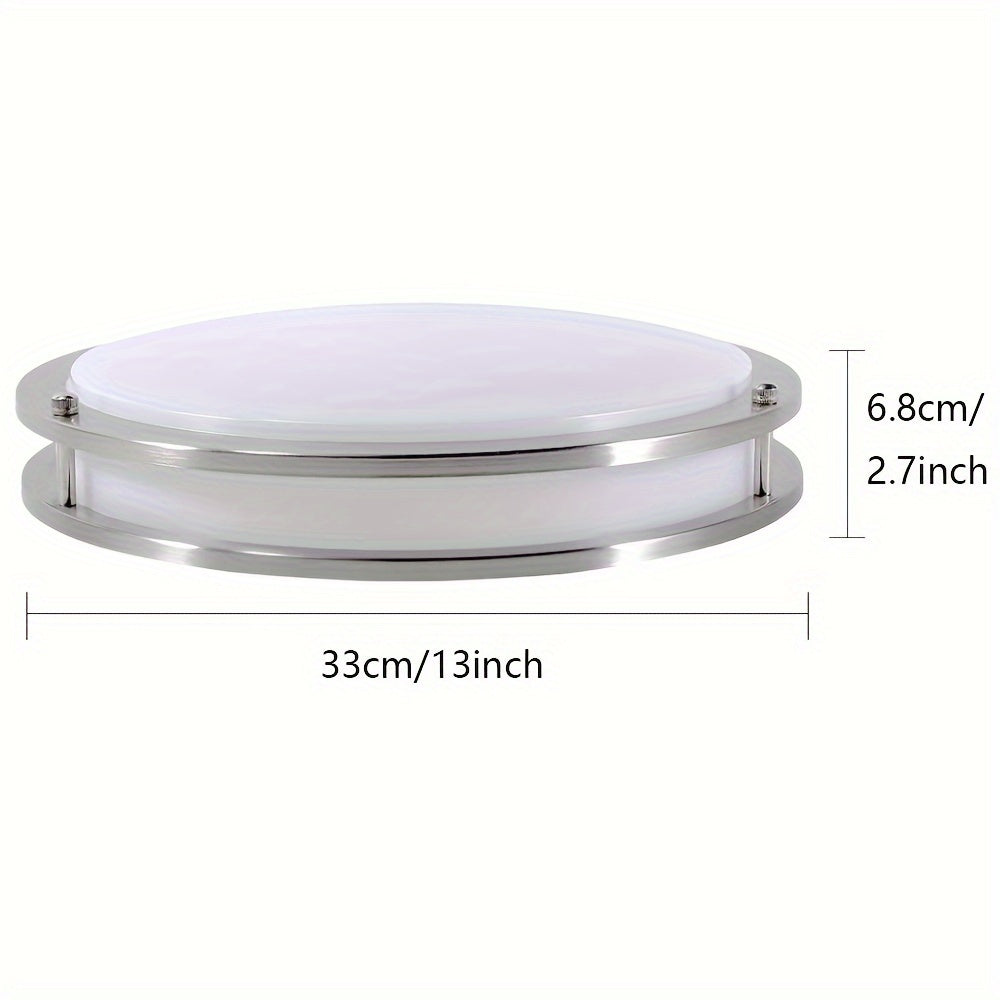 2 Pack 13 Inch 36W LED Embedded Ceiling Light - Brushed Nickel Circular Light, 5 CCT 2700K/3000K/4000K/5000K/6000K, Dimmable Dual Ring Light Fixture, For Kitchen, Living Room Or Bedroom