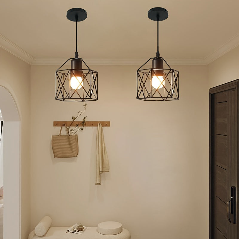 1pc black hanging pendant light, using E27 bulb base, suitable for bedroom hallway corridors, product diameter 14cm/5.51 inches (without bulb)