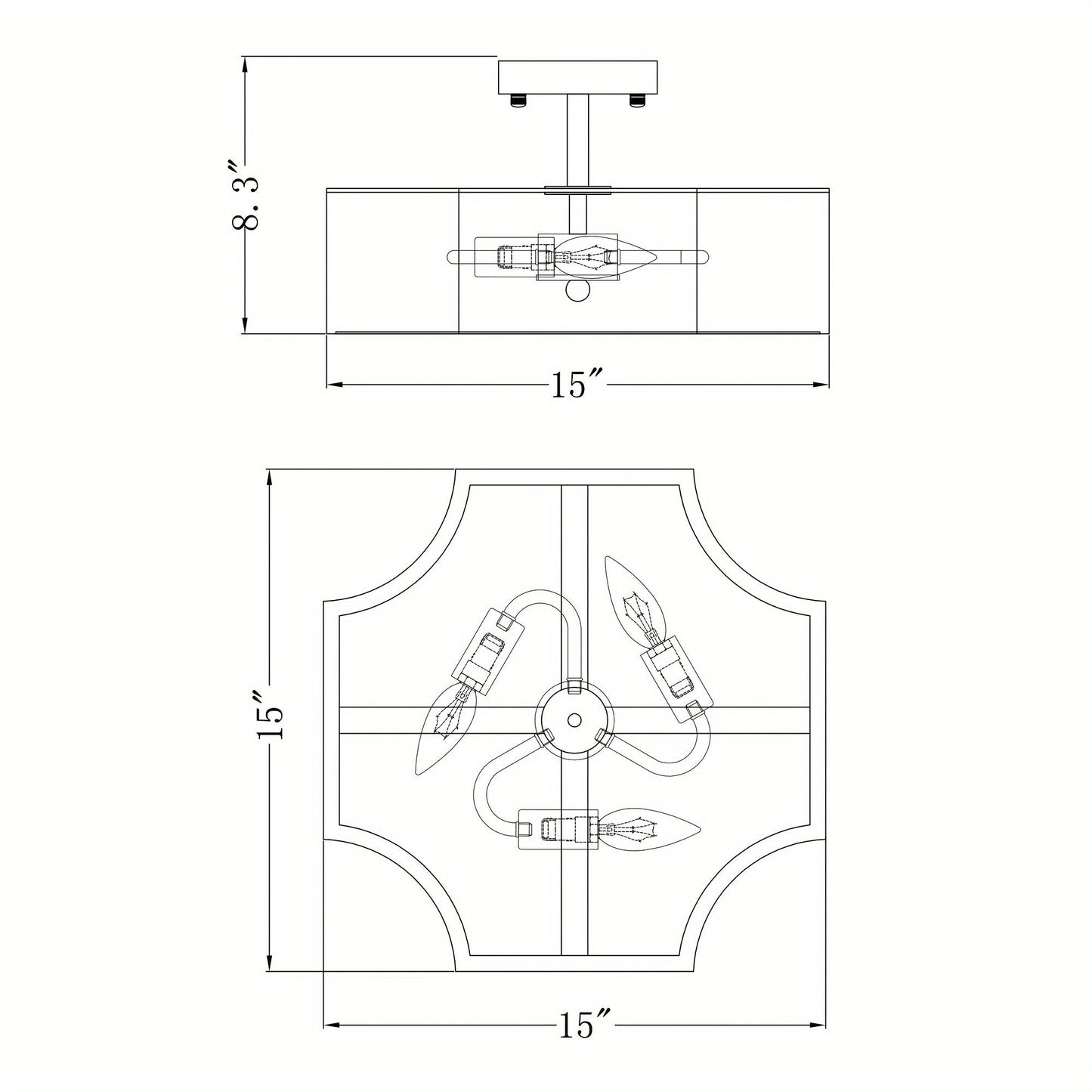 Chandeliers for Dining Room Modern Semi Flush Mount Ceiling Lights Chandeliers for Bedrooms Kitchen Living Room, 3 Lamp Holders