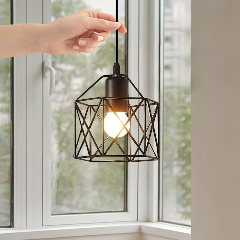 1pc black hanging pendant light, using E27 bulb base, suitable for bedroom hallway corridors, product diameter 14cm/5.51 inches (without bulb)