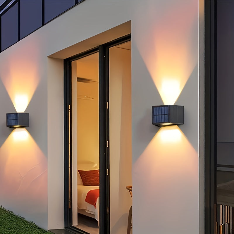 1pc Solar LED Wall Lights, Adjustable Lighting Range, Up & Down Wash Wall Lamp For Outdoor Garden, Patio, Ambient Light, Modern Villa Landscape, Pathway, Corridor