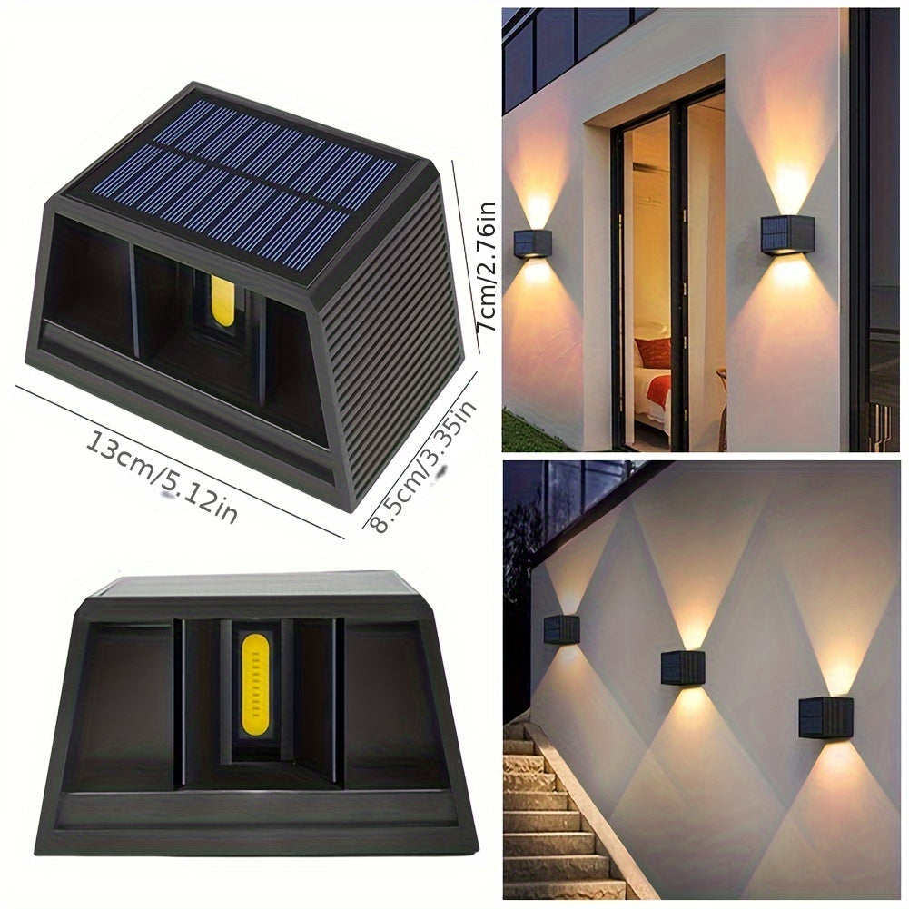 1pc Solar LED Wall Lights, Adjustable Lighting Range, Up & Down Wash Wall Lamp For Outdoor Garden, Patio, Ambient Light, Modern Villa Landscape, Pathway, Corridor