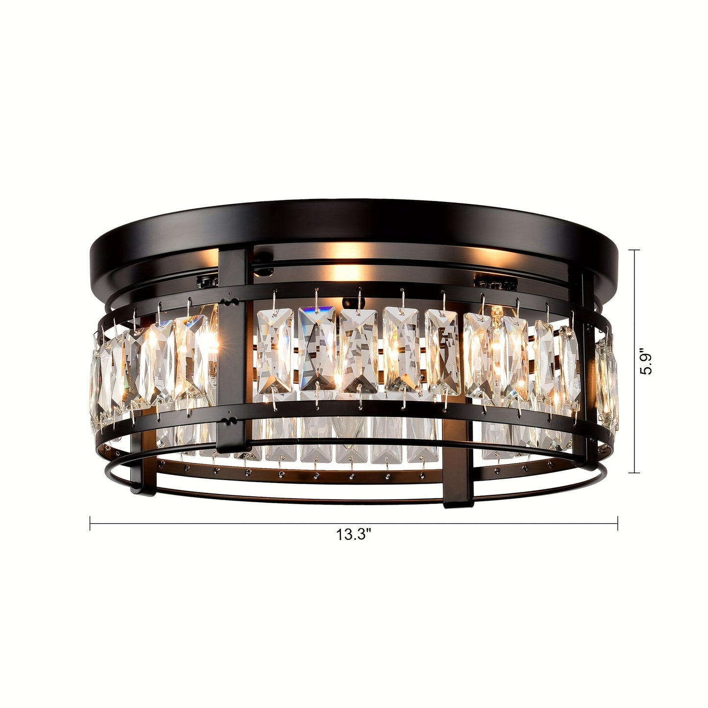 13.3" Matte Black LED Flush Mount Ceiling Light