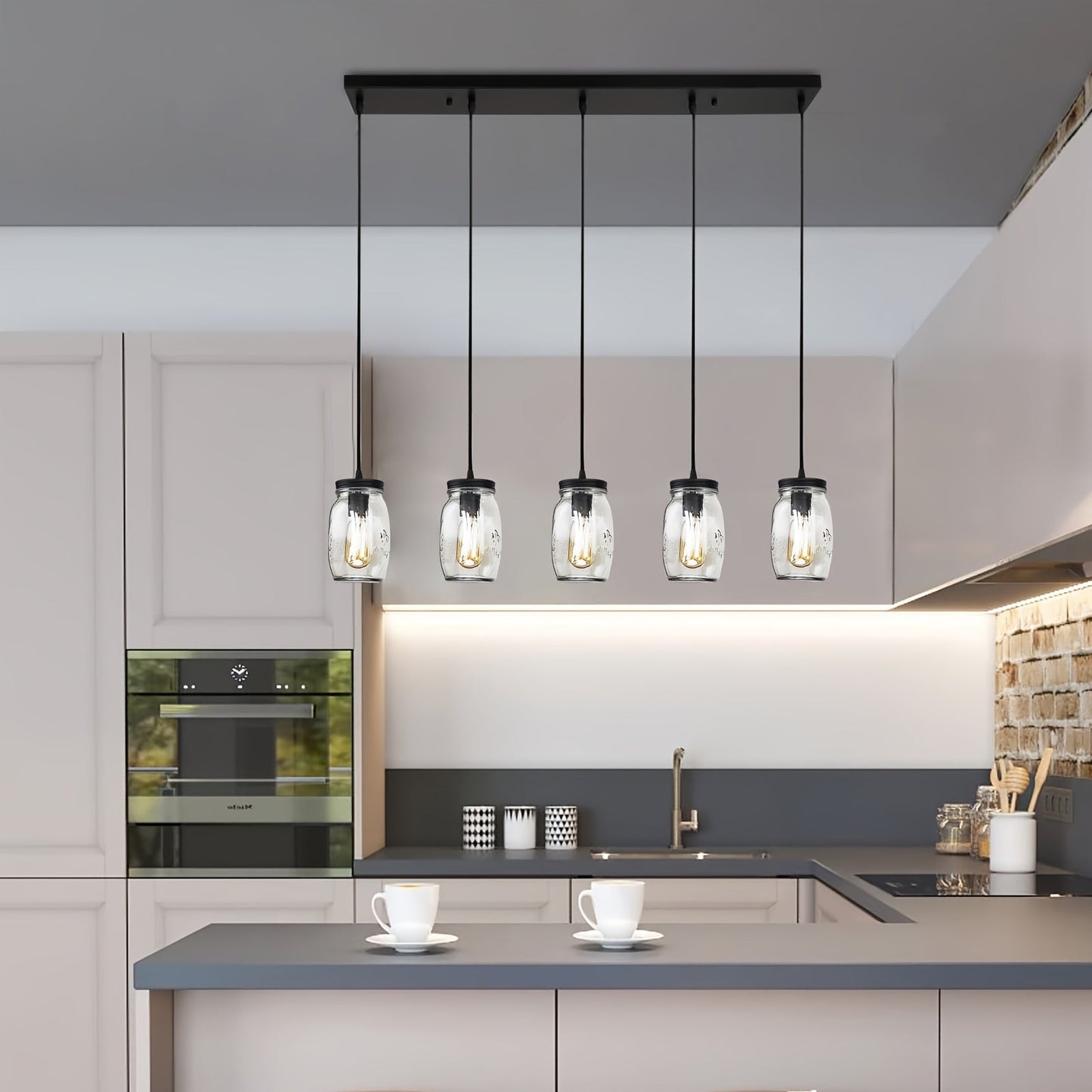 5-Light Modern Hanging Pendant Ceiling Chandelier - Sleek Kitchen Island Lighting Fixture with Adjustable Arms - New Arrival, Easy Installation, and Perfect for Modern Homes